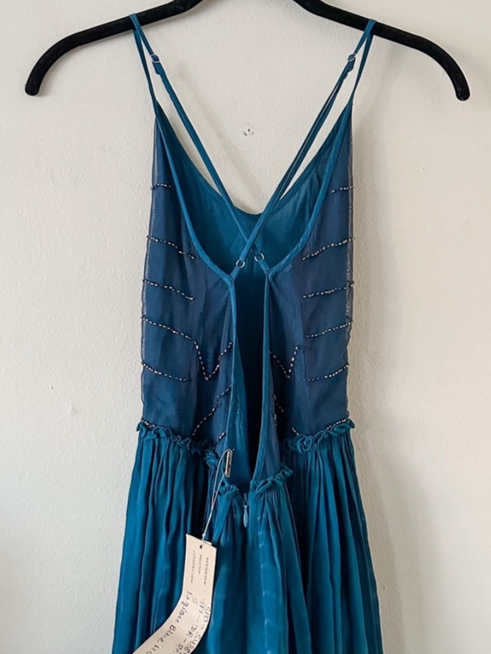 ❤️ Chan Luu Maxi Beaded Blue Gown Dress Size Small NWT - Picture 8 of 9